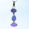 Natural Australian Boulder Opal 3 Opal Drop Gold Pendant