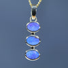 Natural Australian Boulder Opal 3 Drop Gold Opal Pendant