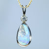 Natural Australian Boulder Opal Gold and Diamond Pendant