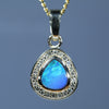 Natural Australian Boulder Opal Gold and Diamond Pendant