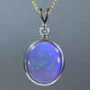 Natural Australian Crystal Opal Gold and Diamond Pendant