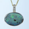Natural Australian Boulder Opal Gold and Diamond Pendant