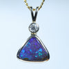 Natural Australian Boulder Opal Gold and Diamond Pendant