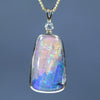 Natural Australian Boulder Opal Gold and Diamond Pendant