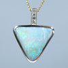 Natural Australian Coober Pedy Opal and Diamond Gold Pendant