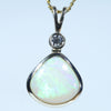 Natural Australian Lightning Ridge Opal and Diamond Gold Pendant