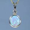 Natural Australian Lightning Ridge Crystal Opal and Diamond Gold Pendant