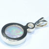 Lightning Ridge Solid Crystal Opal and Diamond Gold Pendant (9mm x 8mm ) Code - Z82