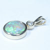 Lightning Ridge Solid Crystal Opal and Diamond Gold Pendant (9mm x 8mm ) Code - Z82