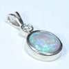 Lightning Ridge Solid Crystal Opal and Diamond Gold Pendant (9mm x 8mm ) Code - Z82