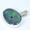 Natural Australian Boulder Opal and Diamond Gold Pendant (15.5mm x 11mm) Code - Z81