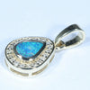 Natural Australian Boulder Opal and Diamond Gold Pendant (6mm x 5mm) Code - Z75