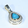 Natural Australian Boulder Opal and Diamond Gold Pendant (6mm x 5mm) Code - Z75