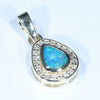 Natural Australian Boulder Opal and Diamond Gold Pendant (6mm x 5mm) Code - Z75