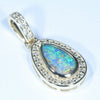 Natural Australian Boulder Opal and Diamond Gold Pendant (9mm x 5.5mm) Code - Z76