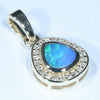 Natural Australian Boulder Opal and Diamond Gold Pendant (6.5mm x 6mm) Code - Z74