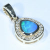 Natural Australian Boulder Opal and Diamond Gold Pendant (6.5mm x 6mm) Code - Z74