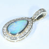 Natural Australian Boulder Opal and Diamond Gold Pendant (11mm x 7mm) Code - Z72