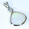 Lightning Ridge Solid Opal and Diamond Gold Pendant (10.5mm x 11mm) Code - Z70