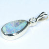 Natural Australian Boulder Opal and Diamond Gold Pendant (12mm x 7mm) Code - Z71