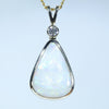 Natural Australian White Opal Gold and Diamond Pendant