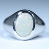 Natural Australian Coober Pedy Dark Opal Silver Men's Ring
