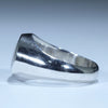 Coober Pedy Solid White Opal Mens Silver Ring - Size 8.75 Code - MR86