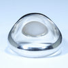 Coober Pedy Solid White Opal Mens Silver Ring - Size 8.75 Code - MR86