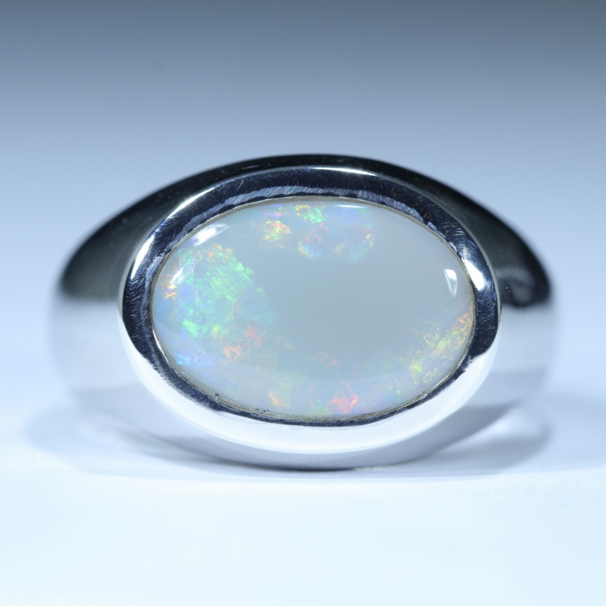 Coober Pedy Solid Opal Mens Silver Ring - Size 10.5 Code - MR65