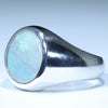Opal Birthstone for October - Silver Opal Men's Ring - Australian Opal Shop