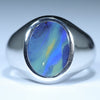 Natural Australian Boulder Opal Silver Men's Ring