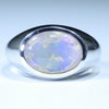 Natural Australian Solid Lightning Ridge Crystal Opal Silver Men's Ring