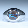 Natural Australian Boulder Opal Matrix Silver Men's Ring