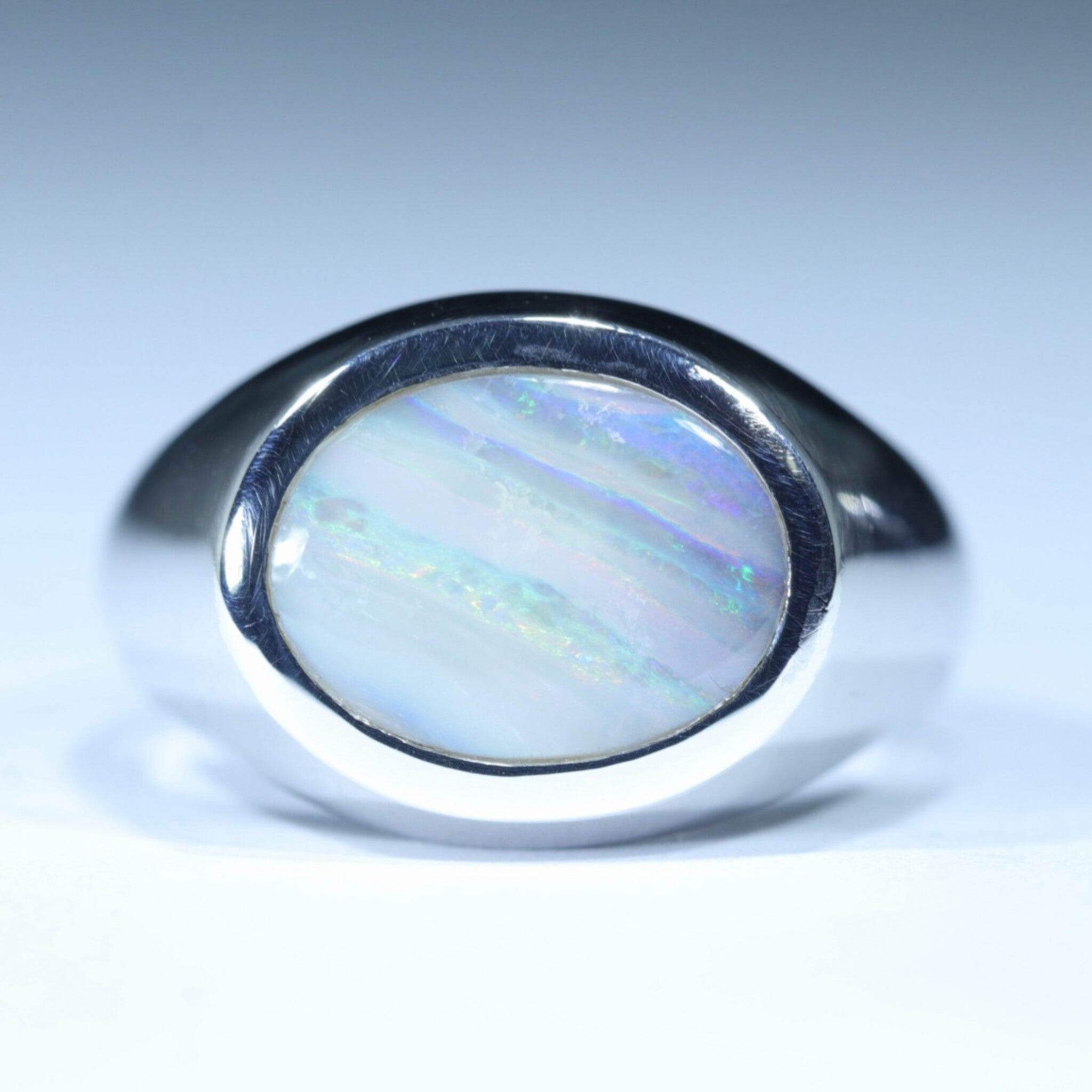 Natural Boulder Opal Mens Silver Ring - Size 9.25 Code - MR83