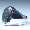 Natural Boulder Opal Matrix Mens Silver Ring - Size 14 Code - MR73