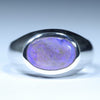 Natural Australian Lightning Ridge Crystal Opal Silver Men's Ring 