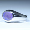 Lighting Ridge Dark Crystal Opal Mens Silver Ring - Size 8 Code MR67