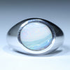 Natural Australian Boulder Opal Silver Men's Ring