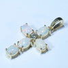 Australian White Opal and Diamond Gold cross  Pendant (5mm x 4mm) Code - Z100