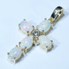 Australian White Opal and Diamond Gold cross  Pendant (5mm x 4mm) Code - Z100