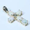Australian White Opal and Diamond Gold cross  Pendant (5mm x 4mm) Code - Z100