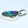 Natural Solid Australian Boulder Opal Gold Pendant (12mm x 12mm) Code - Z78