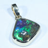 Natural Solid Australian Boulder Opal Gold Pendant (12mm x 12mm) Code - Z78