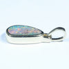 Natural Solid Australian Boulder Opal Gold Pendant (10.5mm x 6mm) Code - Z107