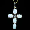 Australian White Opal and Diamond Gold cross  Pendant (5mm x 4mm) Code - Z100