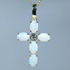 Australian White Opal and Diamond Gold cross  Pendant (5mm x 4mm) Code - Z100