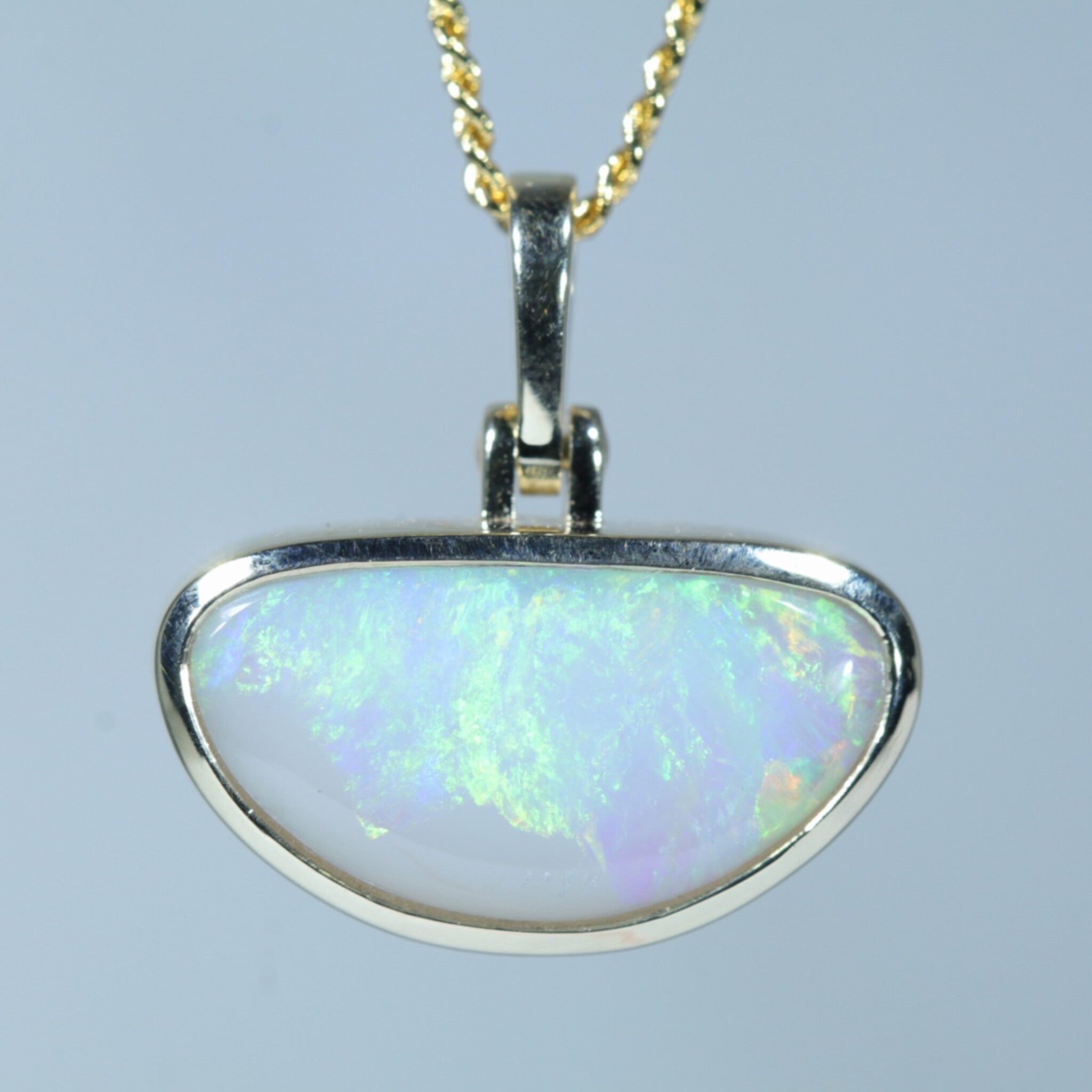 Coober Pedy Solid Opal Gold Pendant (14mm x 8mm) Code - Z102