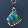 Natural Solid Australian Boulder Opal Gold Pendant (12mm x 12mm) Code - Z78