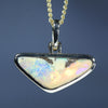 Natural Solid Australian Boulder Opal Gold Pendant (16mm x 7.5mm) Code - Z113