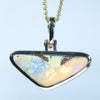 Natural Solid Australian Boulder Opal Gold Pendant (16mm x 7.5mm) Code - Z113